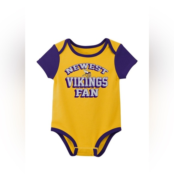 NFL Minnesota Vikings Infant Boy's 3pc set Bodysuits, 3-6 Months New - Picture 2 of 4
